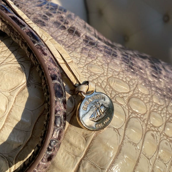 Brahmin Large Duxbury Satchel Veranda Melbourne Croc Embossed Leather Bag - Picture 10 of 12